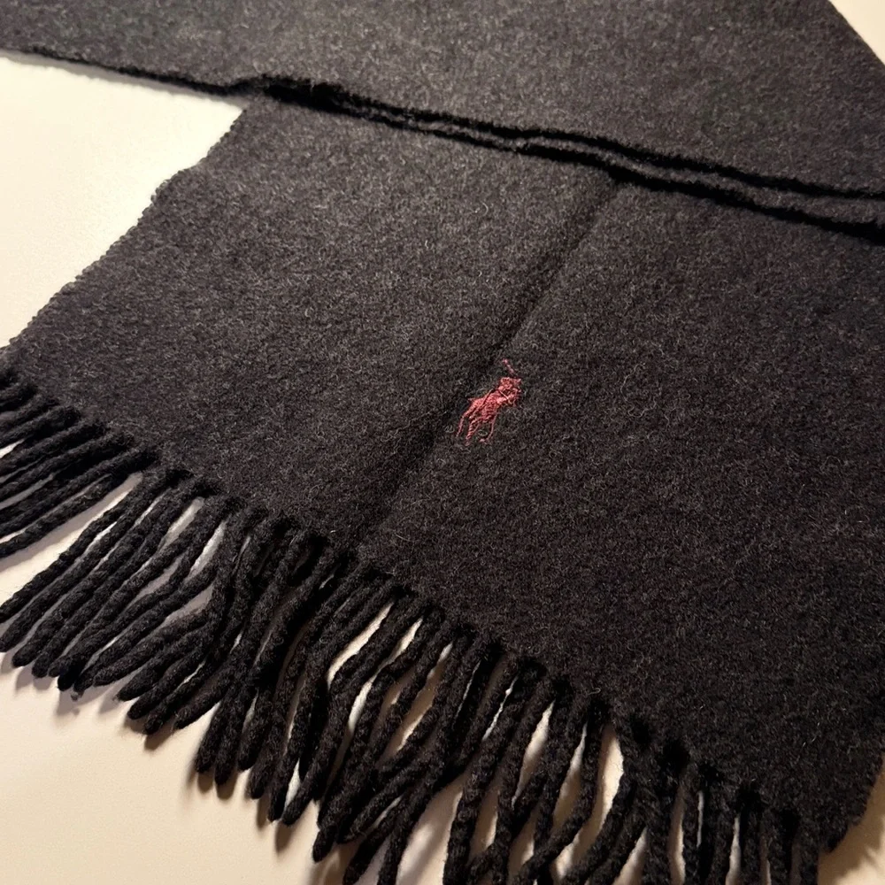 POLO by RALPH LAUREN Lambswool Fringe Scarf in Dark Gray